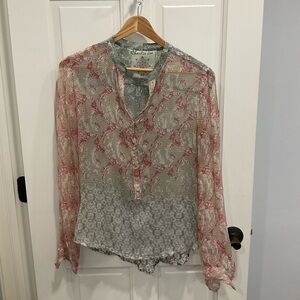Charlie Joe Women’s Silk Bohemian Blouse Size XS